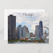 シカゴ・イリノイ市スカイライン海軍ピア写真 ポストカード (正面/裏面)