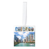 シカゴ・イリノイ旅行写真クリスマス キューブオーナメント (正面)