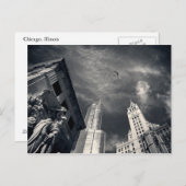 シカゴ・イリノイ超高層ビルズイン白黒 ポストカード (正面/裏面)