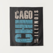 シカゴ、イリノイ|の写実的な地図 タペストリー (正面)