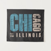 シカゴ、イリノイ|の写実的な地図 タペストリー (正面(横))