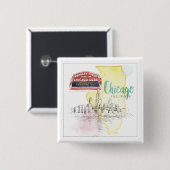 シカゴ、イリノイ|の水彩画のスケッチのイメージ 缶バッジ (正面&裏面)