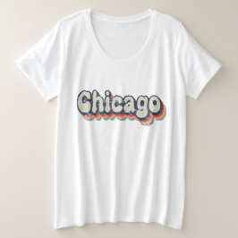 シカゴ イリノイ クロームシティ クラシック アート プラスサイズTシャツ