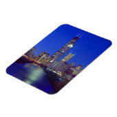 シカゴ、イリノイ、スカイラインと夜 マグネット (左側)