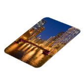 シカゴ、イリノイ、スカイライン、シカゴ・リバー マグネット (左側)