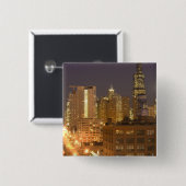 シカゴ、イリノイ、スカイライン（西ループから） 缶バッジ (正面&裏面)