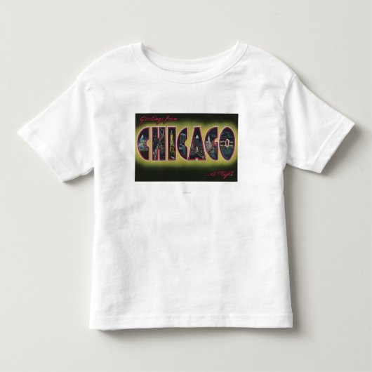 シカゴ、イリノイ(夜) トドラーTシャツ (正面)