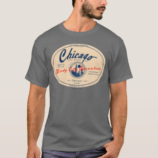 シカゴ・ウィンディー・シティ・スカイライン・レトロ・バッジ フレンド Tシャツ