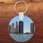 シカゴ・ウォーターフロントのスカイライン写真 キーホルダー (正面)