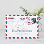 シカゴ エアメール 結婚式 お礼状 サンキューカード (スタンド正面)