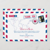シカゴ エアメール 結婚式 お礼 サンキューカード (正面/裏面)