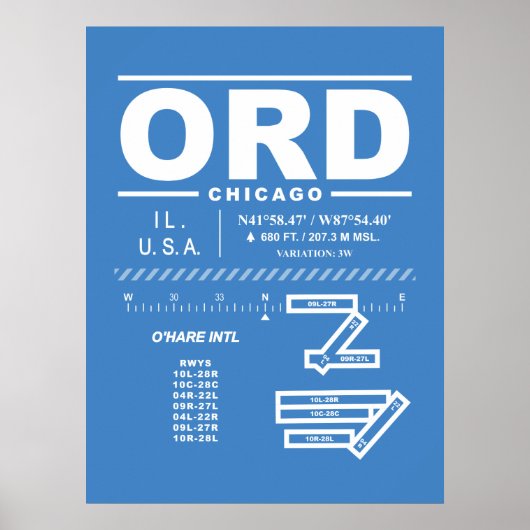 シカゴ・オヘア国際空港 ORD ポスター (正面)