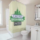 シカゴ・グリーン・リボン・タクシー・ロゴ – ファン・アート シャワーカーテン (インサイチュ)