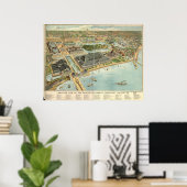 シカゴ・コロンビアン展1893パノラママップ ポスター (ホームオフィス)