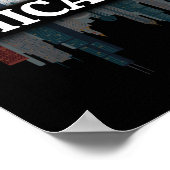 シカゴ・シティ・スカイラインの夜灯 ポスター (角)