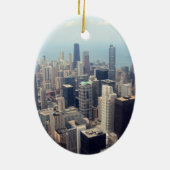 シカゴ,ジョン・ハンコックセンターとトランプタワー セラミックオーナメント (裏面)