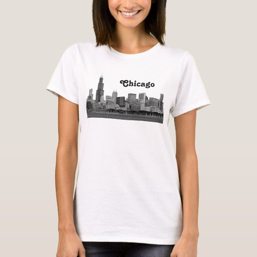 シカゴ・スカイラインがエッチング Tシャツ (正面)