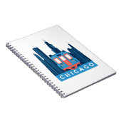 シカゴ・スカイライン・ヴィンテージ旅行写真 ノートブック (右側)