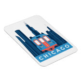 シカゴ・スカイライン・ヴィンテージ旅行写真 マグネット (右側)