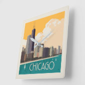 シカゴ |スカイラモダンイン スクエア壁時計 (傾斜)