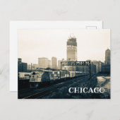 シカゴ セアーズタワー建設中の列車の写真 ポストカード (正面/裏面)