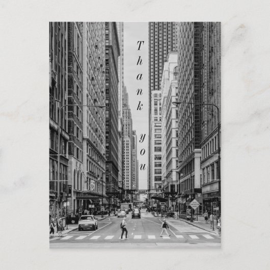 シカゴ マディソンストリート モノクロ ありがとうございます ポストカード (正面)