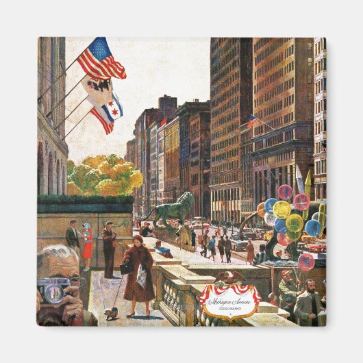 シカゴ・ミシガン通りby John Falter マグネット (正面)
