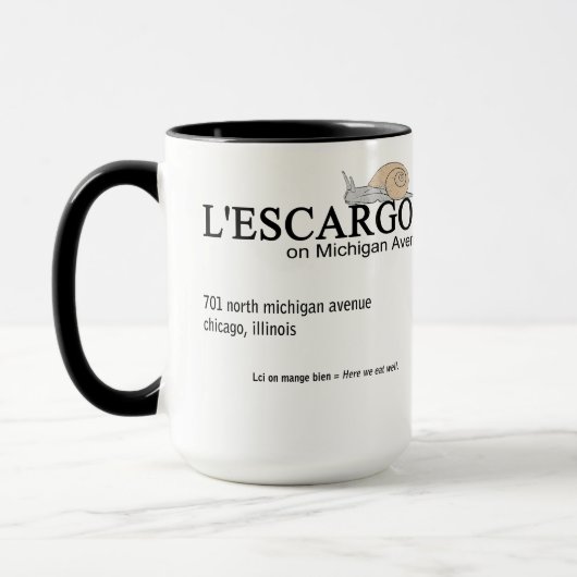 シカゴ・ミシガン通りL'ESCARGOT Restaurant マグカップ (左)