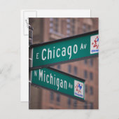 シカゴ・ミシガン・アベニューのサインポスト，シカゴ， ポストカード (正面/裏面)