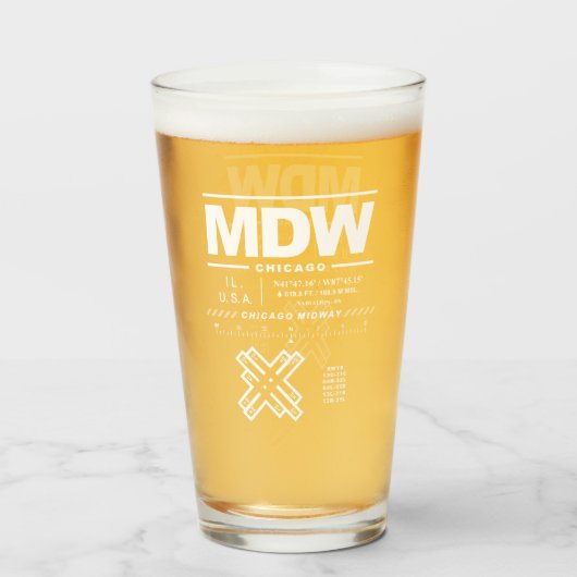 シカゴ・ミッドウェイ国際空港 MDW タンブラーグラス (ドリンク正面)