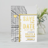 シカゴ・ラブ・ロケーター | 結婚式の招待状 箔招待状 (立ち正面)