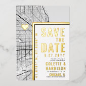 シカゴ・ラブ・ロケーター | 結婚式の招待状（Save the Date） 箔招待状 (正面)