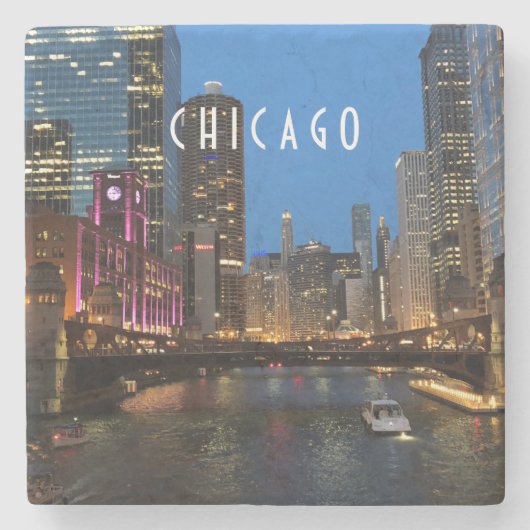 シカゴ・リバー・アット・ナイト ストーンコースター (正面)