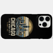 シカゴ・レトロ・スカイライン・トラベルデザイン Case-Mate iPhoneケース (裏面 (横))