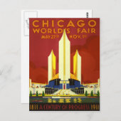 シカゴ・ワールド・フェア1933ヴィンテージ旅行ポスター ポストカード (正面/裏面)