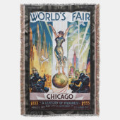シカゴ・ワールド・フェア1933ヴィンテージ・ポスター スローブランケット (正面縦)