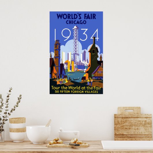 シカゴ・ワールド・フェア1934ヴィンテージ旅行ポスター ポスター (キッチン)