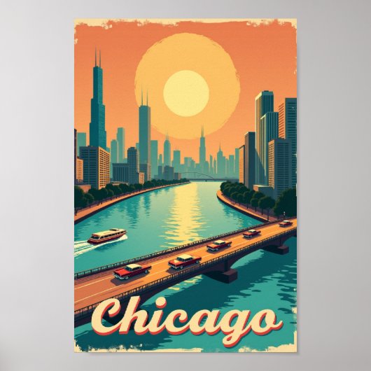シカゴ - ヴィンテージ ウォーターフロント ポスター (正面)