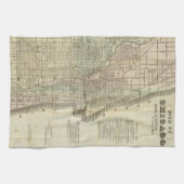 シカゴ(1857年)のヴィンテージの地図 キッチンタオル (横)