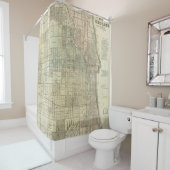 シカゴ(1857年)のヴィンテージの地図 シャワーカーテン (インサイチュ)