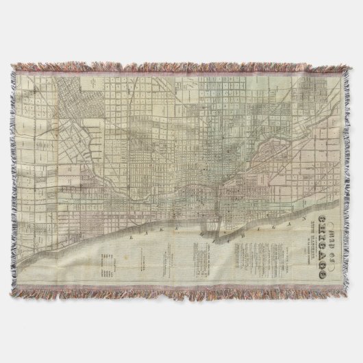 シカゴ(1857年)のヴィンテージの地図 スローブランケット (正面)