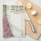 シカゴ(1869年)のヴィンテージの地図 キッチンタオル (四つ折り)