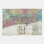 シカゴ(1869年)のヴィンテージの地図 キッチンタオル (横)