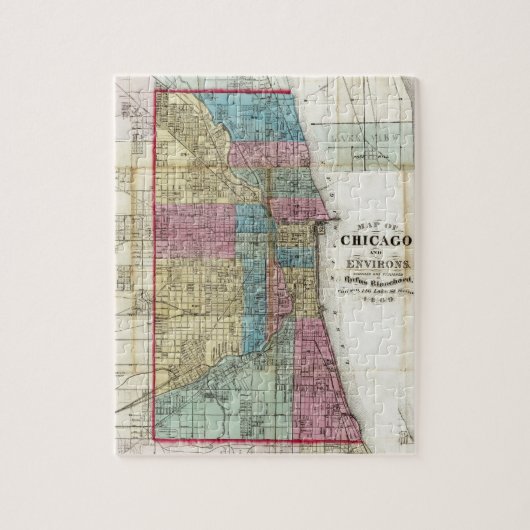 シカゴ(1869年)のヴィンテージの地図 ジグソーパズル (縦)