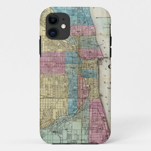 シカゴ(1869年)のヴィンテージの地図 Case-Mate iPhoneケース (裏面)