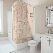 シカゴ- 1893年のヴィンテージの古い地図 シャワーカーテン (インサイチュ)