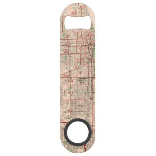 シカゴ- 1893年のヴィンテージの古い地図 スピード栓抜き (正面)