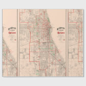 シカゴ- 1893年のヴィンテージの古い地図 ラッピングペーパー (フラット)