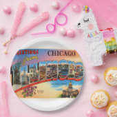 シカゴ#2イリノイILの古いヴィンテージ旅行記念品 ペーパープレート (パーティー)
