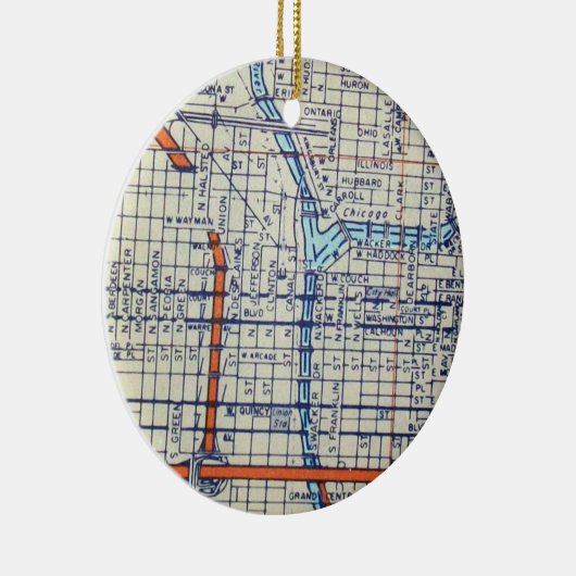 シカゴ、ILのヴィンテージの地図 セラミックオーナメント (右)
